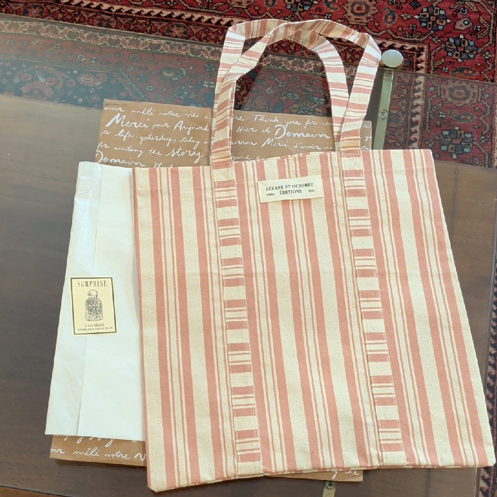 NWOT Sezane Pink and Cream Striped Tote‎